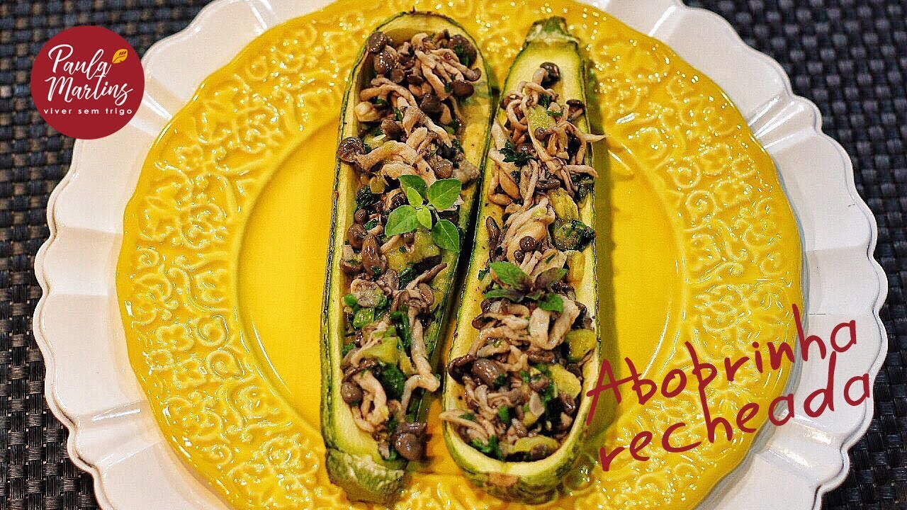 Viver sem Trigo por Paula Martins - Barquinhas de Abobrinha Vegetariana Recheada com cogumelos