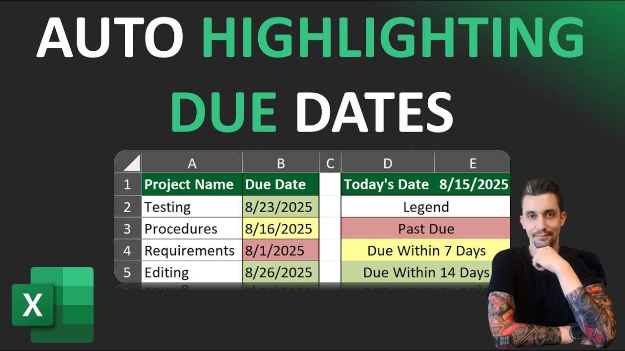 Excel Tips - Auto Highlight Date Formatting | Projects | Dynamic
