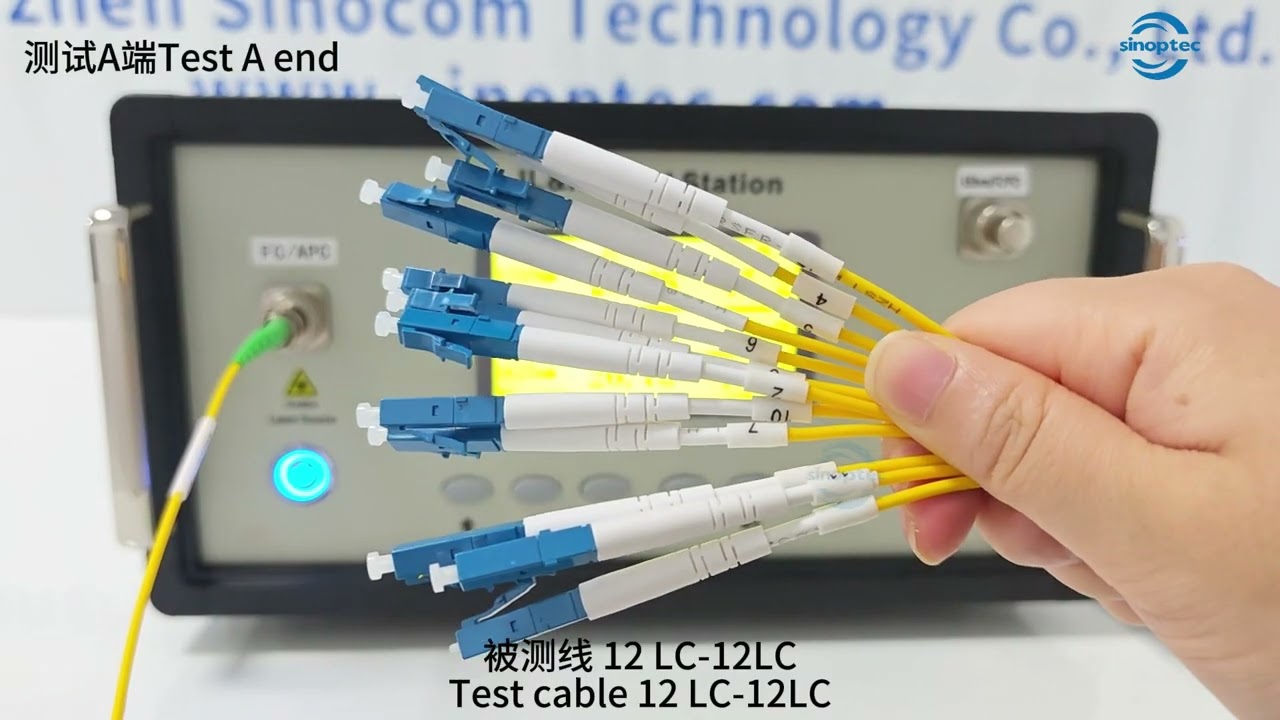 Sinoptec three wavelength IL & RL tester DUT: 12-core LC to 12-core LC breakout fanout cable 12F