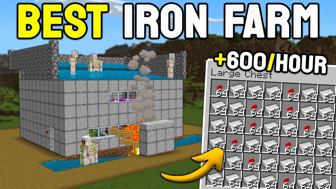Best Iron Farm in Minecraft Bedrock 1.21!