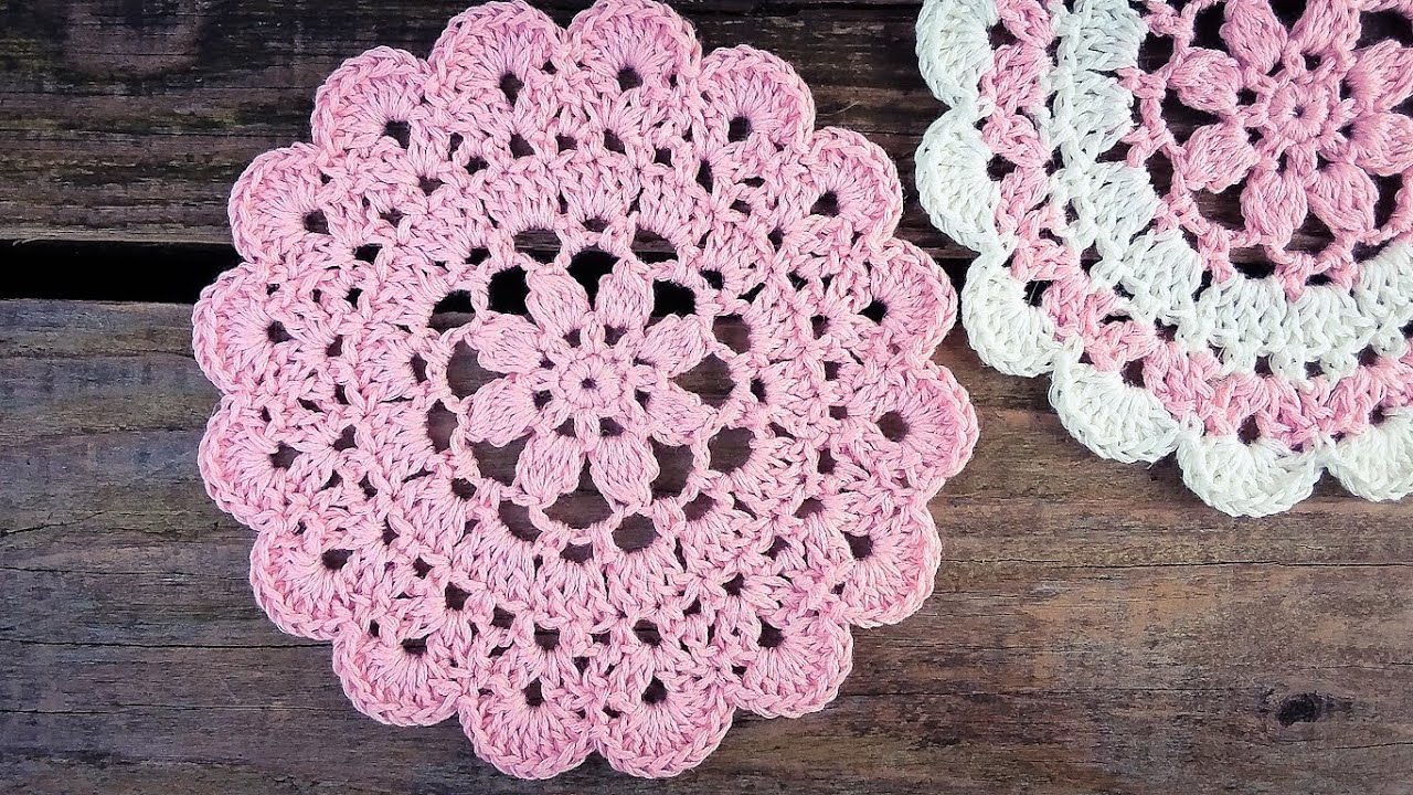 How To Crochet Cherry Blossom Coaster