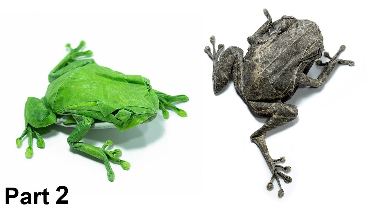 Origami Tree Frog tutorial (Satoshi Kamiya) part 2 折り紙  アマガエル