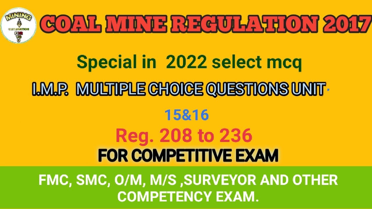 CMR 2017 Unit - 15 & 16 Reg. 208 to 236 || Plant ,equipment and machinery || Extraction of methane