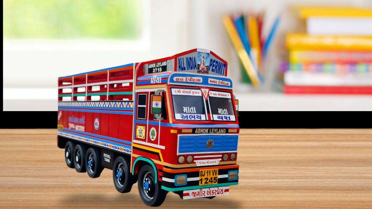 RC INDIAN TRUCK MINIATURE MODEL MAKING | ASHOK LEYLAND 3718 BS4 BODY TRUCK MINIATURE MODEL | REVIEW