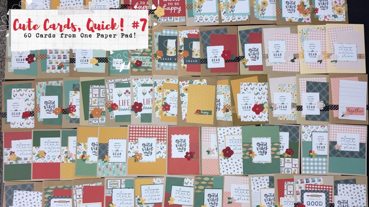 CUTE CARDS, QUICK #7! Easy Cutting Plan to Turn a 6x6 Paper Pad into a Whole Buncha Cards 🌻