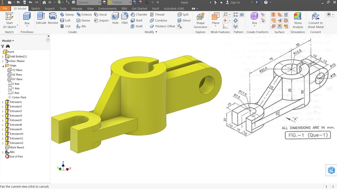 Autodesk inventor Tutorial for beginners Exercise 2
