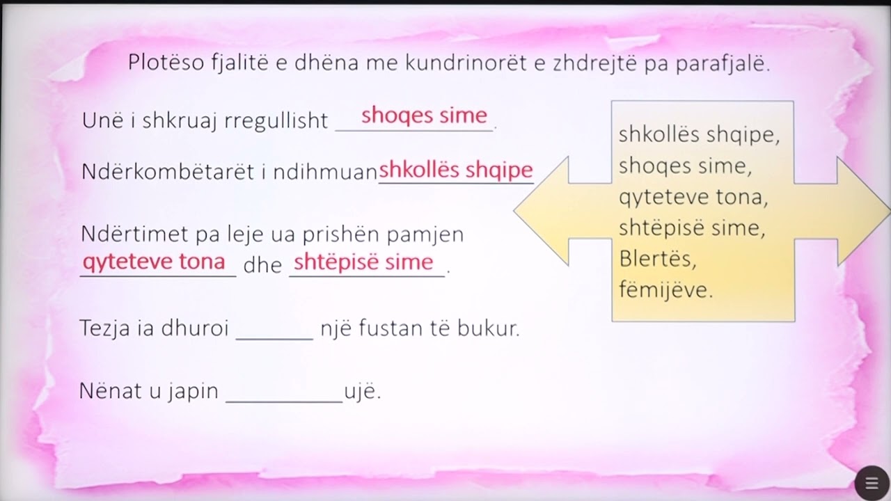 4 01 124 - Java 25 - Gjuhë shqipe - Kundrinori i zhdrejtë pa parafjalë