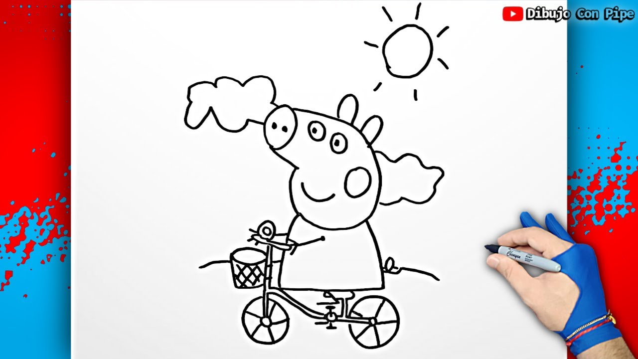 Cómo Dibujar a Peppa Pig Montando en Bicicleta 🚲🐷 | Dibujo Fácil para Niños
