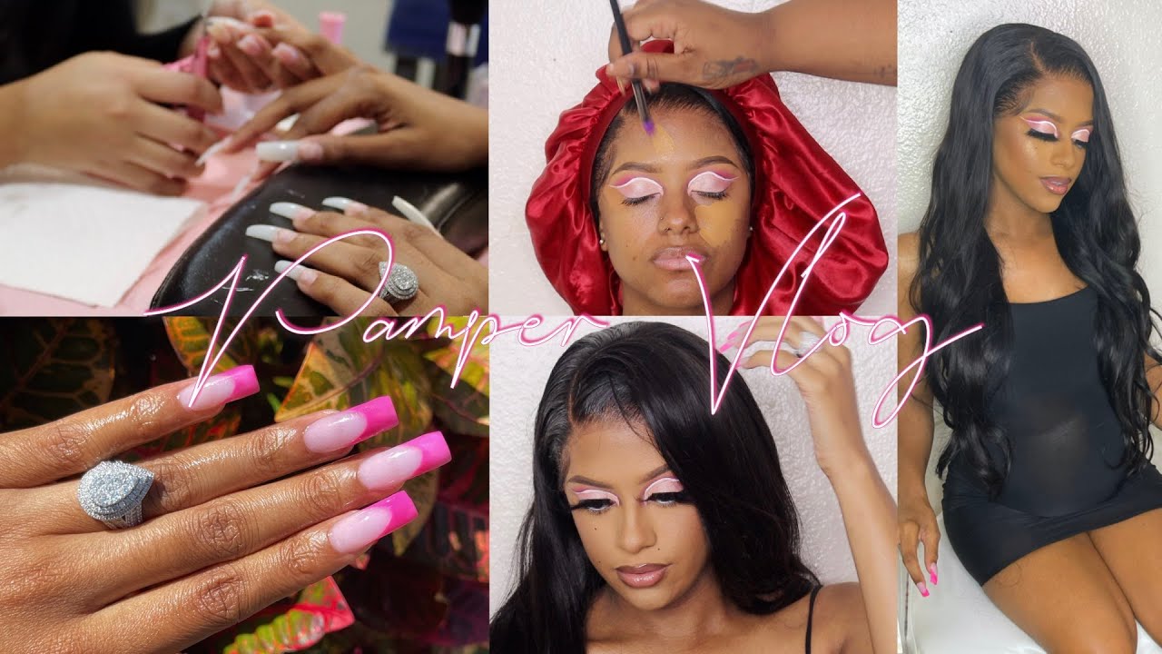 PAMPER VLOG: 48 hours of self care. nails + makeup start to finish *relaxing*