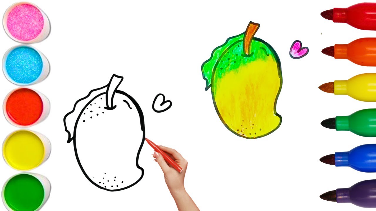 How To Draw cute Mango Drawing, Painting & Coloring For Kids and Toddlers_🌈🎨