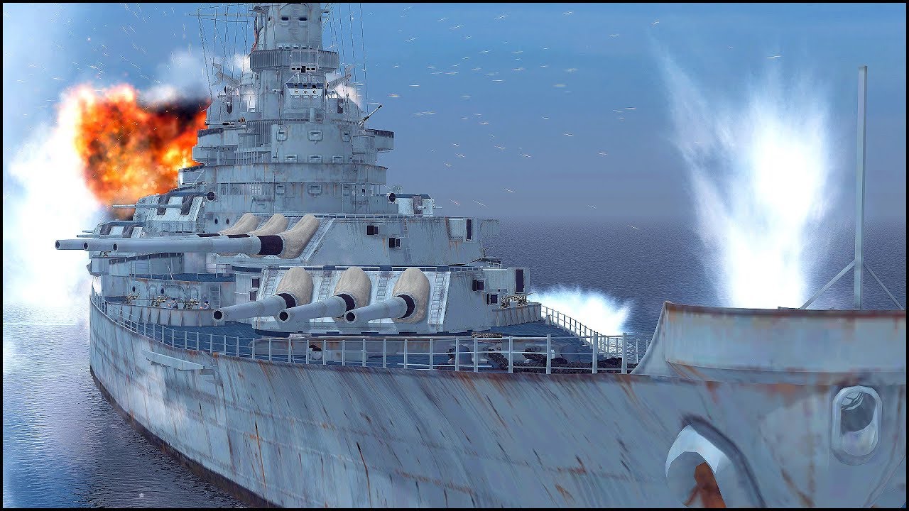 IOWA vs YAMATO BATTLESHIP - INTENSE NAVAL COMBAT