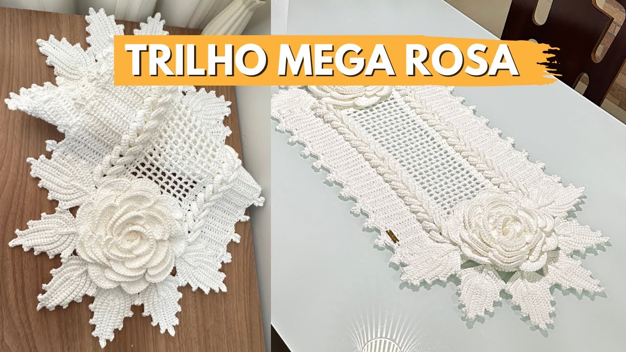 TRILHO EM CROCHÊ MEGA ROSA