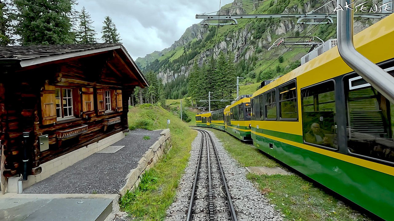 Swiss Alps Train Cab Ride - Kleine Scheidegg to Lauterbrunnen via Wengen 4K 60fps HDR