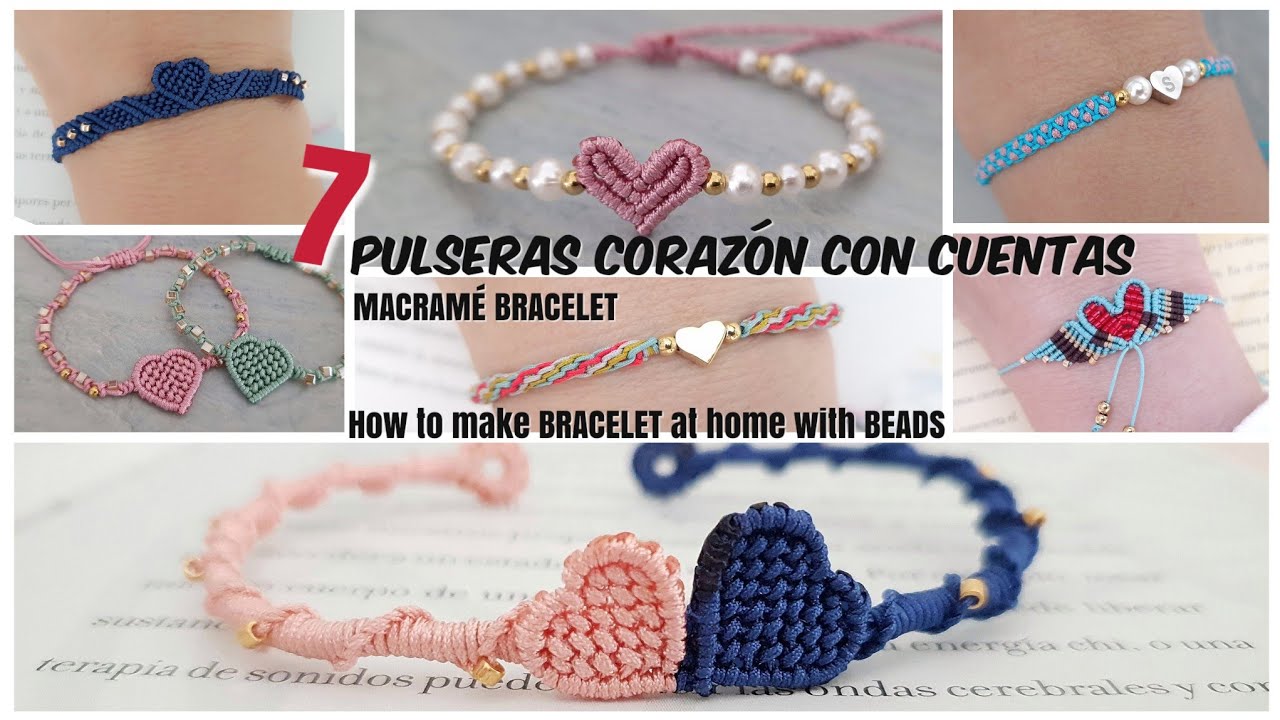 Como hacer PULSERAS CON CUENTAS EN MACRAMÉ | How to make BRACELET at home with BEADS 🤩