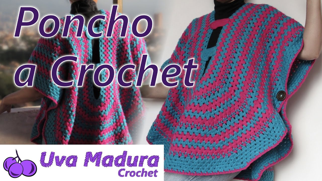 🧥Teje PONCHO a CROCHET en PUNTO GRANNY 💙 &iexcl;el tejido perfecto para el oto&ntilde;o! TUTORIAL paso a paso