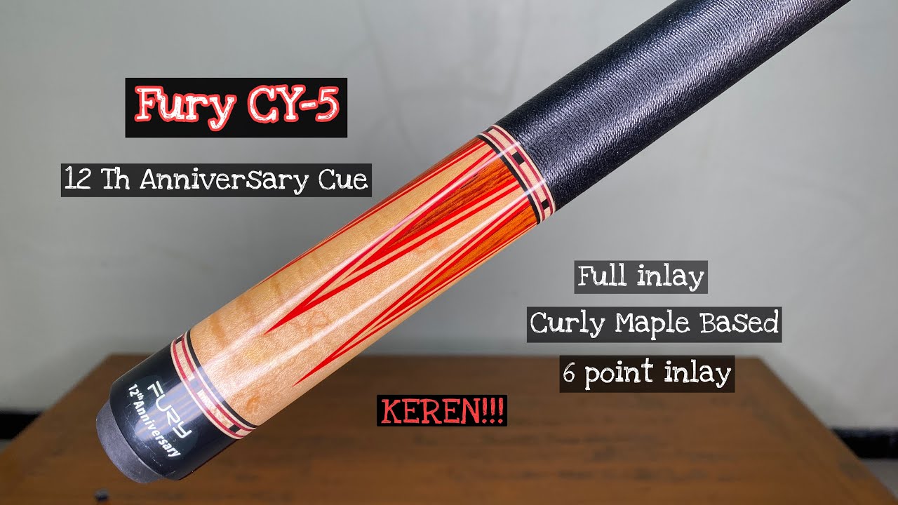 Fury Cue CY-5 12th Anniversary Cue. Full Inlay. Curly Maple Based.