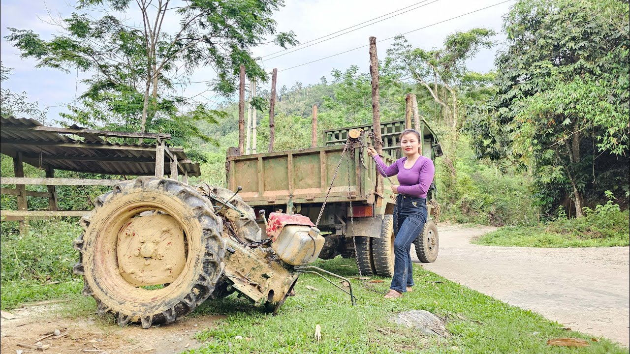 The girl started assembling the engine and body of the agricultural tractor, will it run?