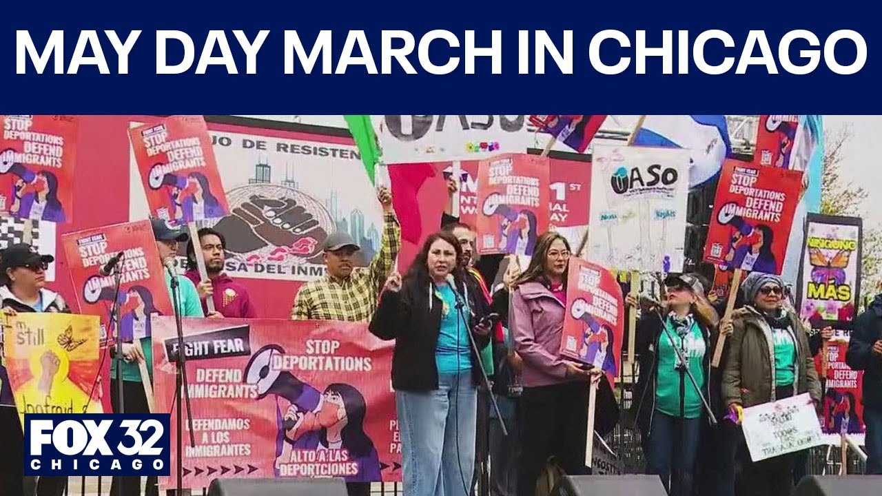 Thousands take part in May Day march and rally in Chicago