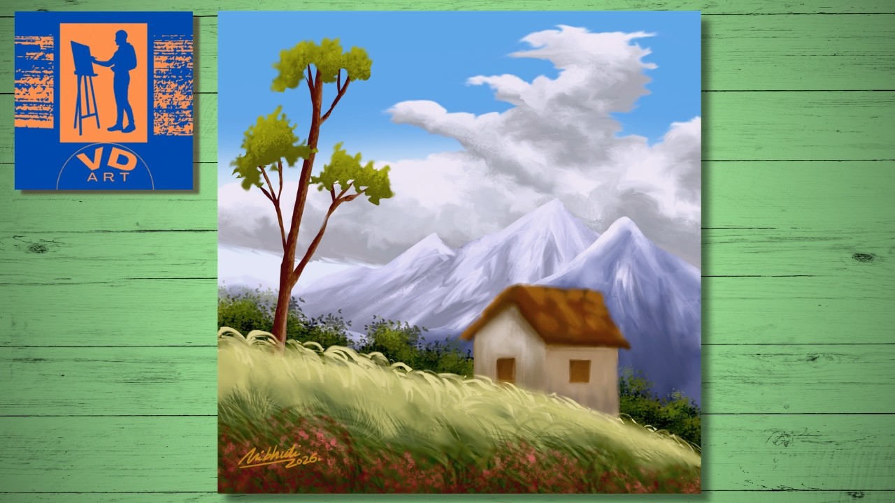 Peaceful Landscape Scenery 🖼️| Digital Painting 🎨🖌️| Tutorial Timelapse
