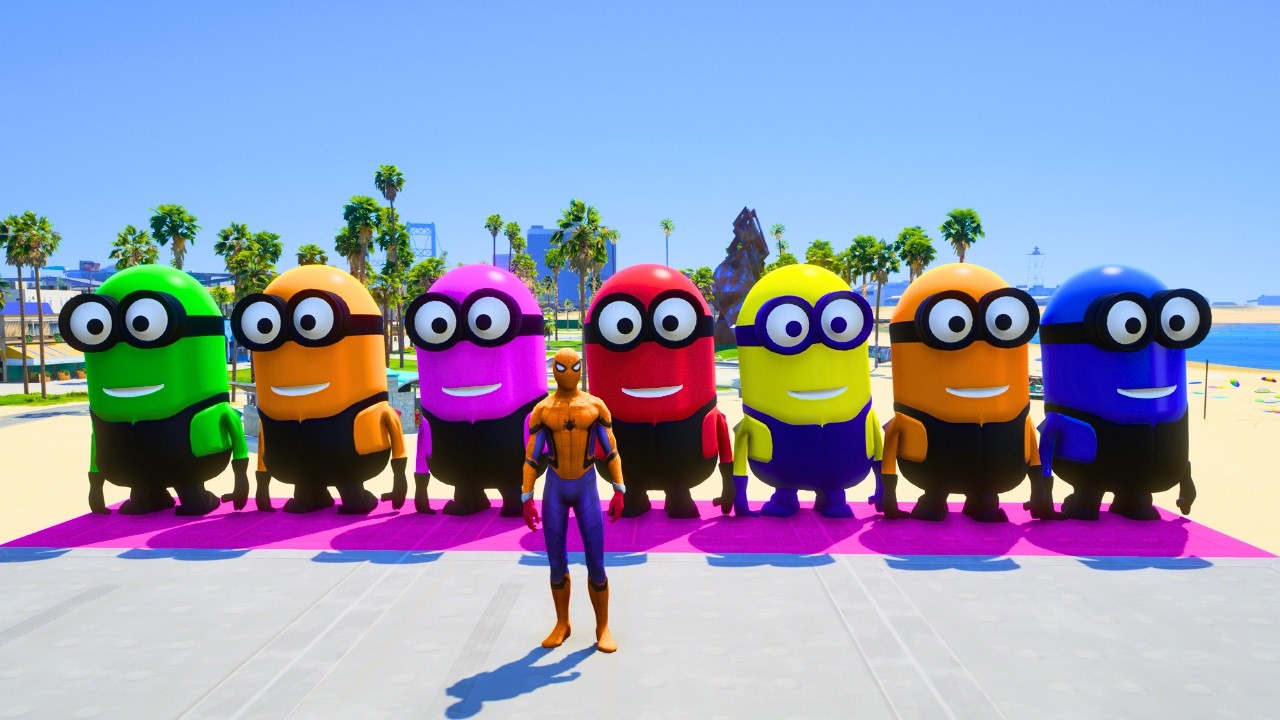 GTA 5 Epic Ragdolls RED SPIDERMAN VS RED MINION VS GREEN MINION Euphoria Physics & Funny Fails