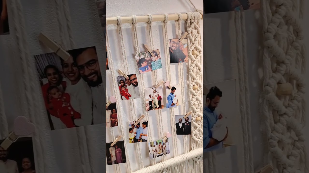 Simple Macrame Photo Wall Hanging For Home Decor  #trending #macrame #diy #shorts