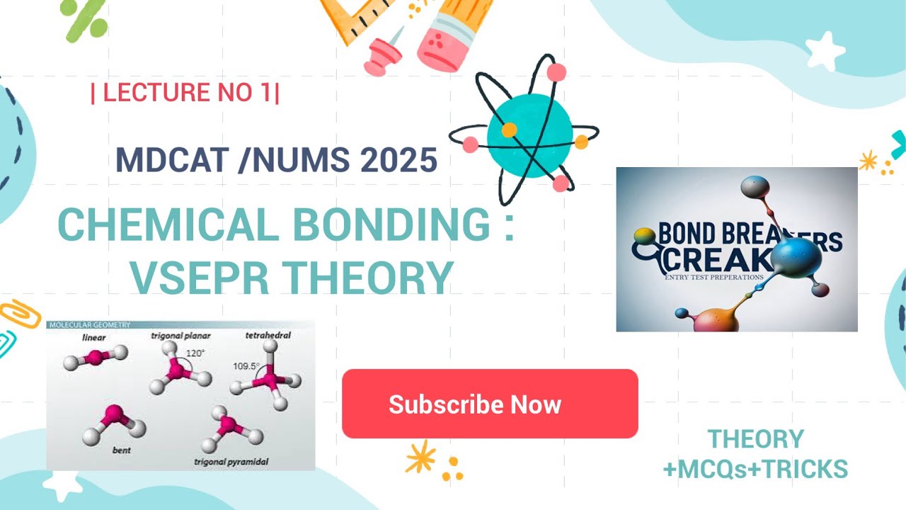 Chemical bonding-Mdcat Lecture 1:VSEPR THEORY-Mdcat  |MDCAT Chemistry|Kmu|Uhs|Nums|Duhs |MDCAT -2025