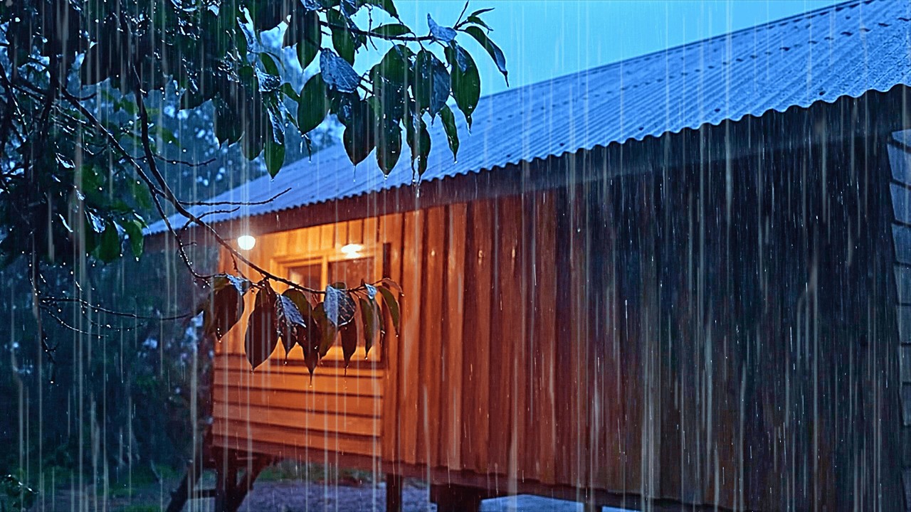 Barulho de Chuva para Dormir Melhor | Som de Chuva e Trovões Suaves no Telhado em Noite Calma