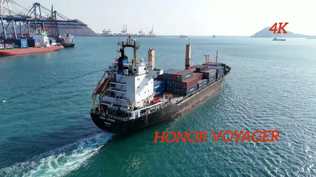 HONOR VOYAGER/부산항 출항중/ #4k #ship #드론영상 #동영상 #컨테이너선 