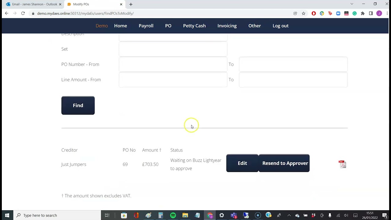 Purchase Orders. How to find and edit a PO