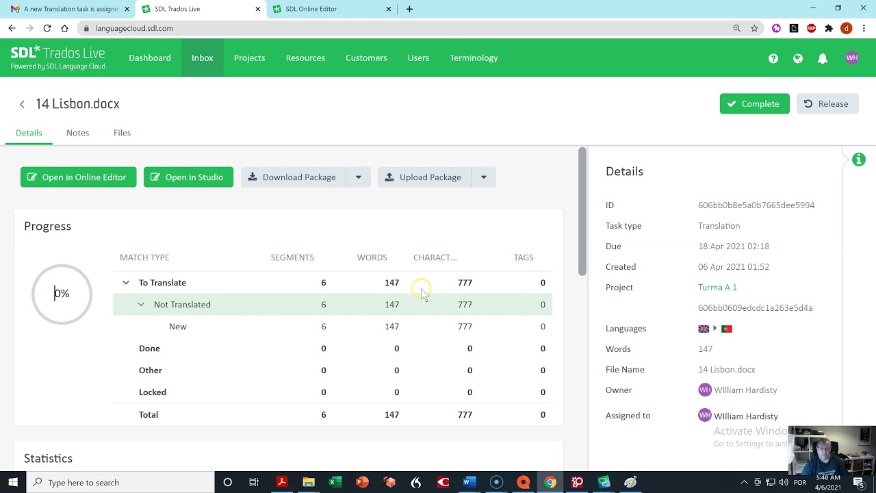 SDL Trados Live Teams - using the SDL Online Editor as a translator