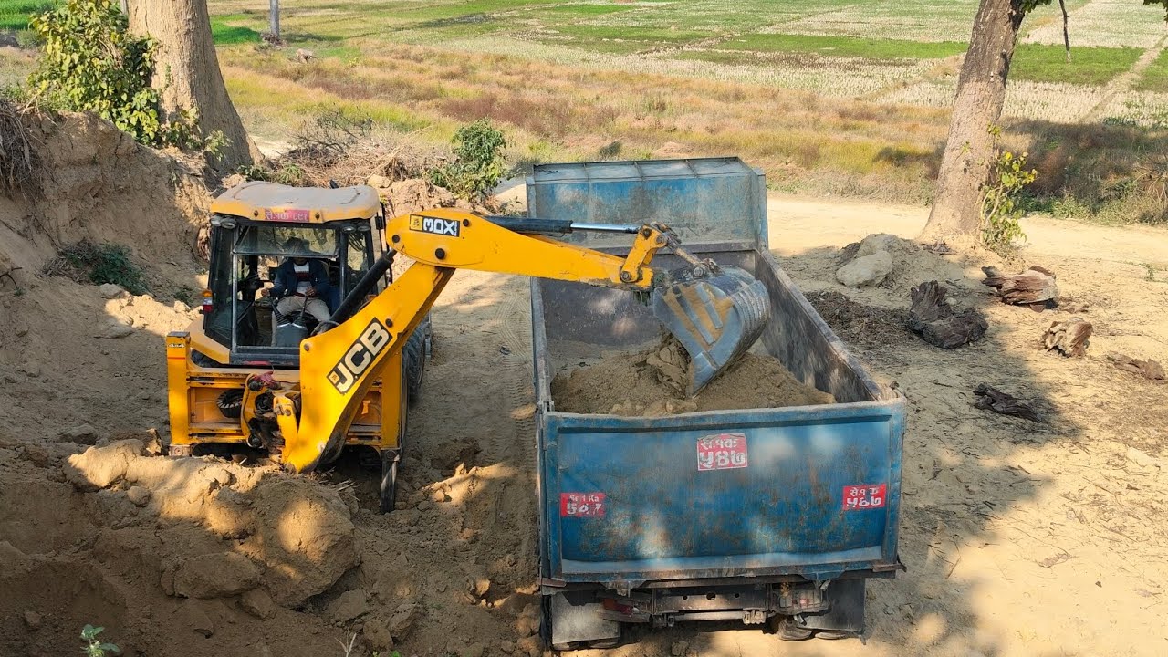 TATA Tipper Soil Loading JCB 3DX To Transport Soil