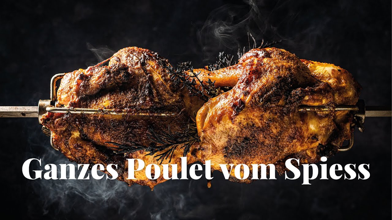 Ganzes Poulet vom SPIESS, mit frischem Rub. Saftig und knusprig!