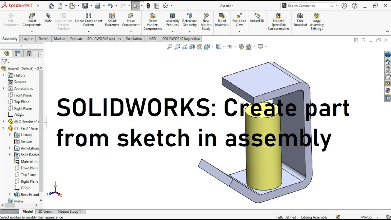SOLIDWORKS Tips | Create part from sketch in assembly