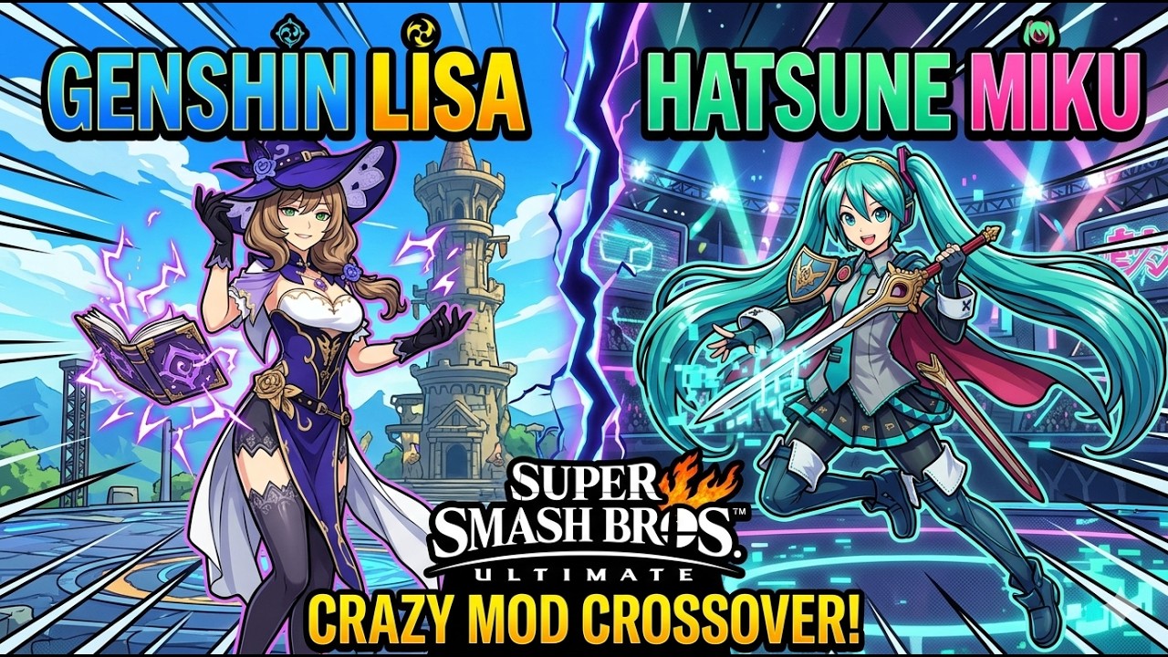 Genshin X Miku di Smash Bros?! Gameplay Lisa & Hatsune Miku Mod!