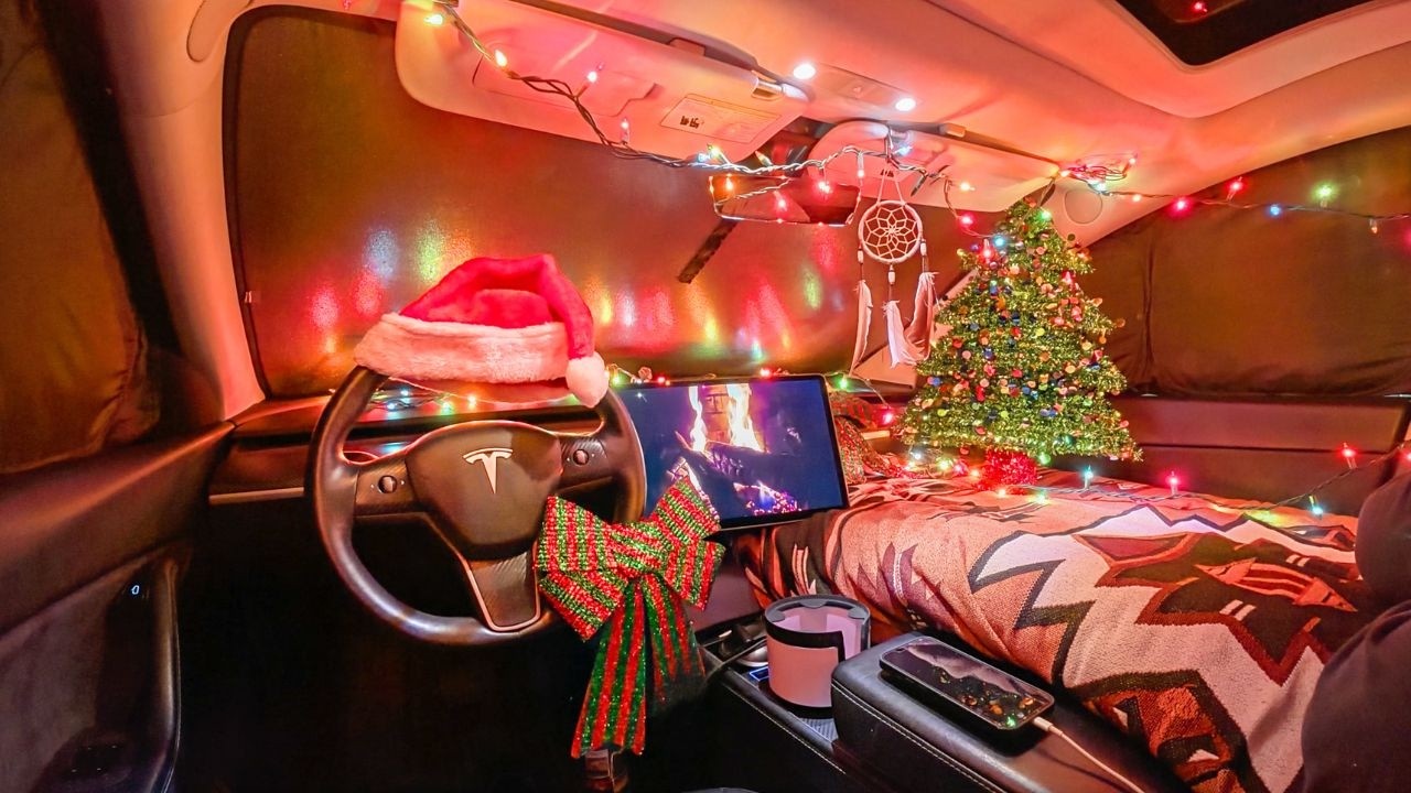 How To Stealth Camp In A Tesla To Save Money: Christmas Edition