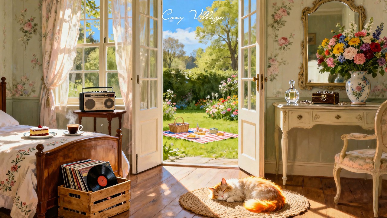 1950s Warm Grandma’s Cottage 🫖 Jazz Oldies Playing from Another Room | Tea Time Morning Ambience