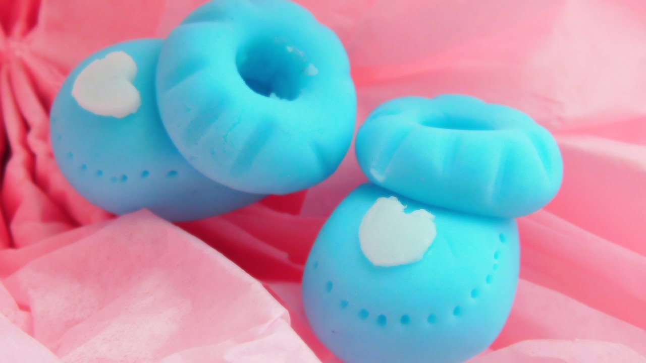 how to make fondant booties cupcake topper for baby boy