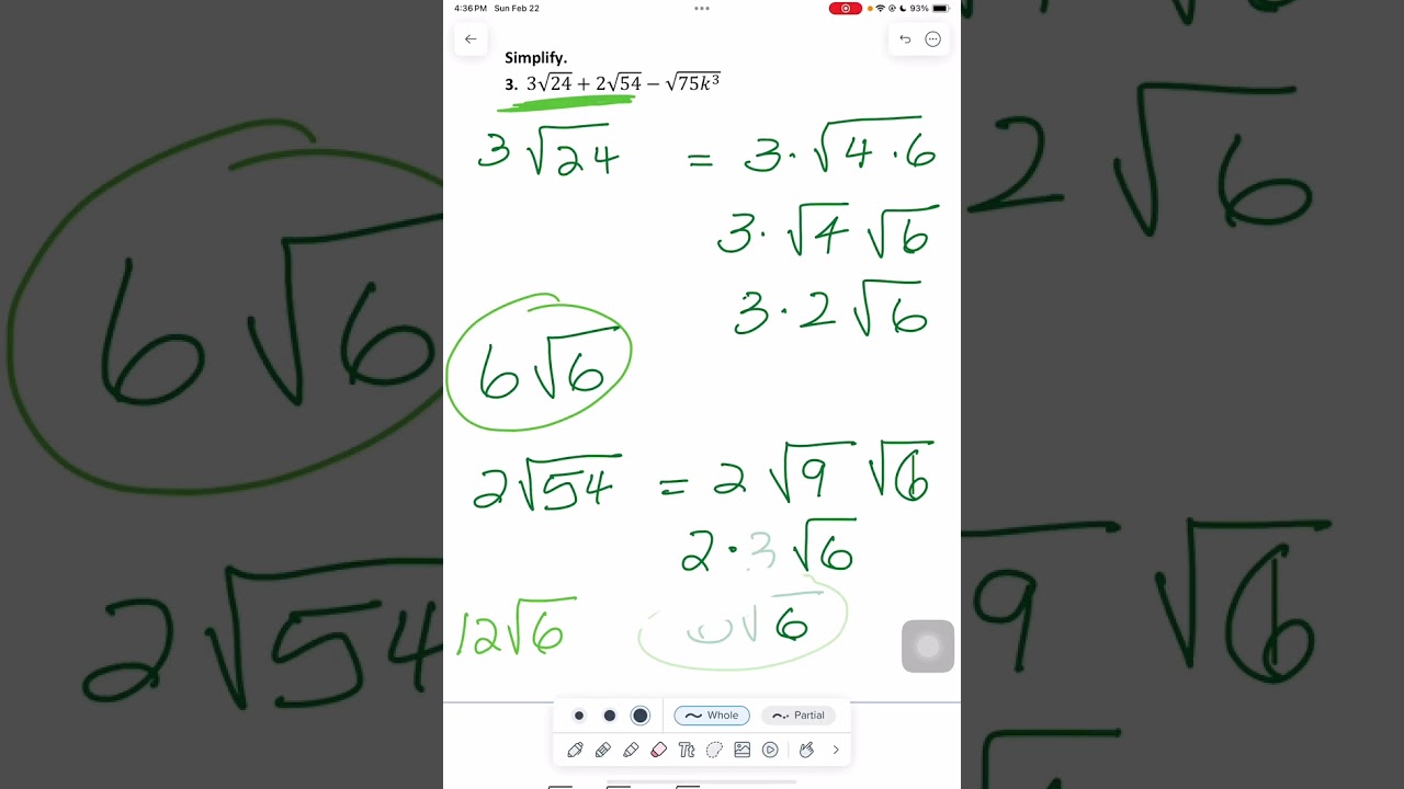 Unit 6 Simplifying Radicals Q13 Problem 3
