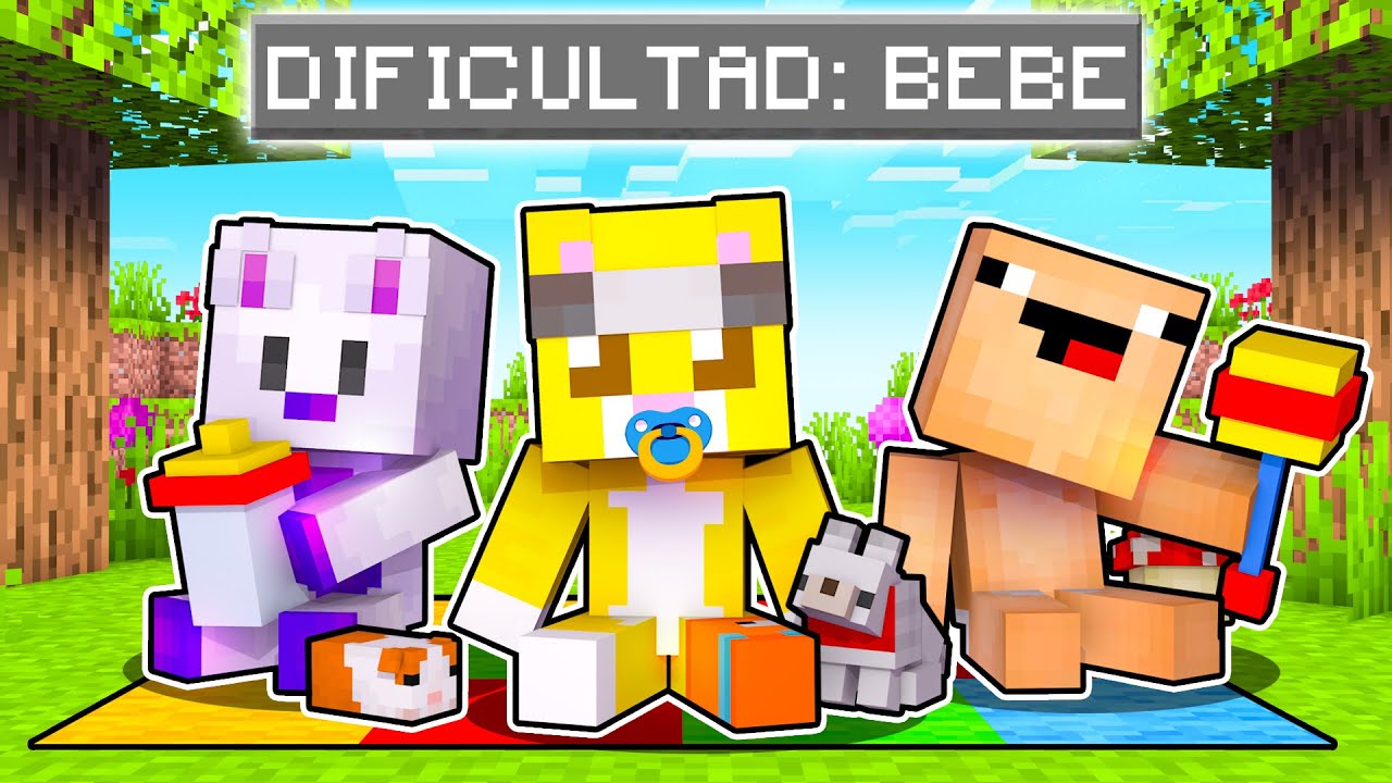 JUGAMOS en DIFICULTAD BEBE en MINECRAFT 😂 ¿QUÉ TAN FÁCIL ES? 😱 | Michi Miau y Bebe Noob