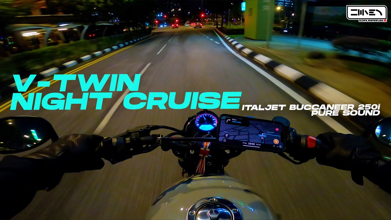 NIGHT V-TWIN CRUISE WITH - CMC ITALJET BUCCANEER 250 V2 | Stock Exhaust [4K]