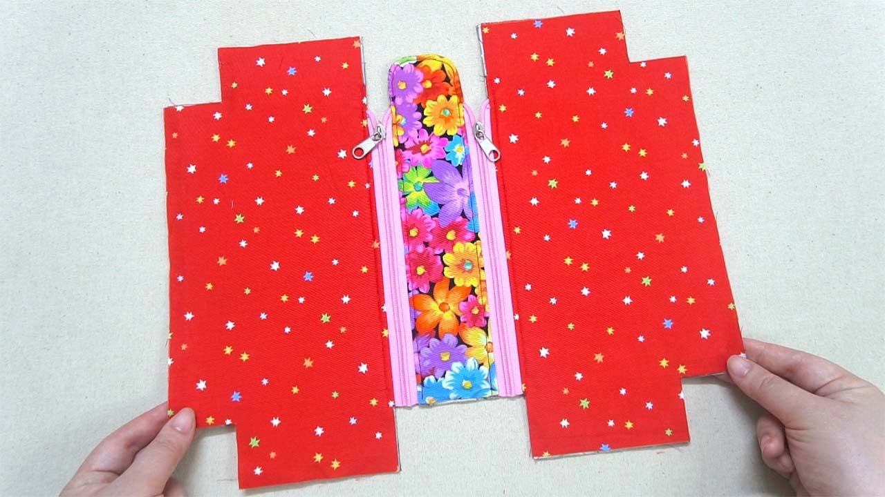 Sewing tutorial for double zipper bag opening 💟 Makeup bag 💟 Pencil case