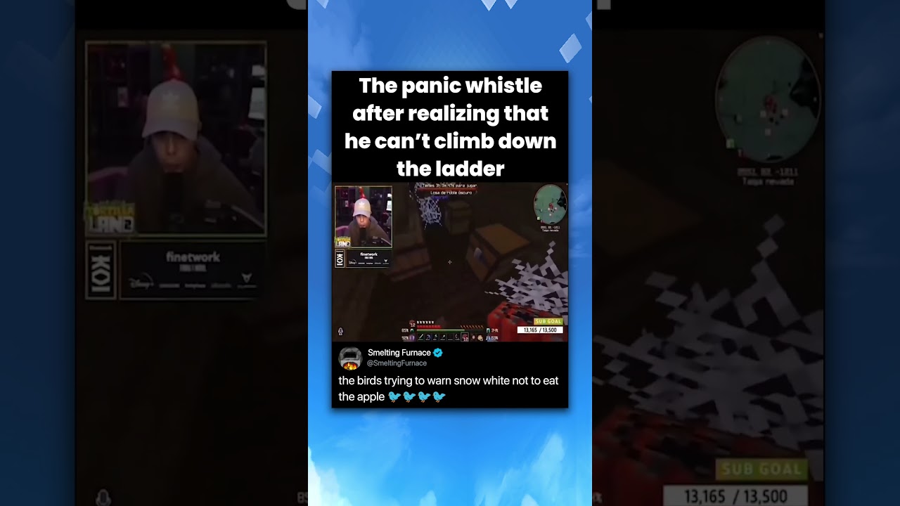 The panic whistle after realizing that he can't climb down the ladder