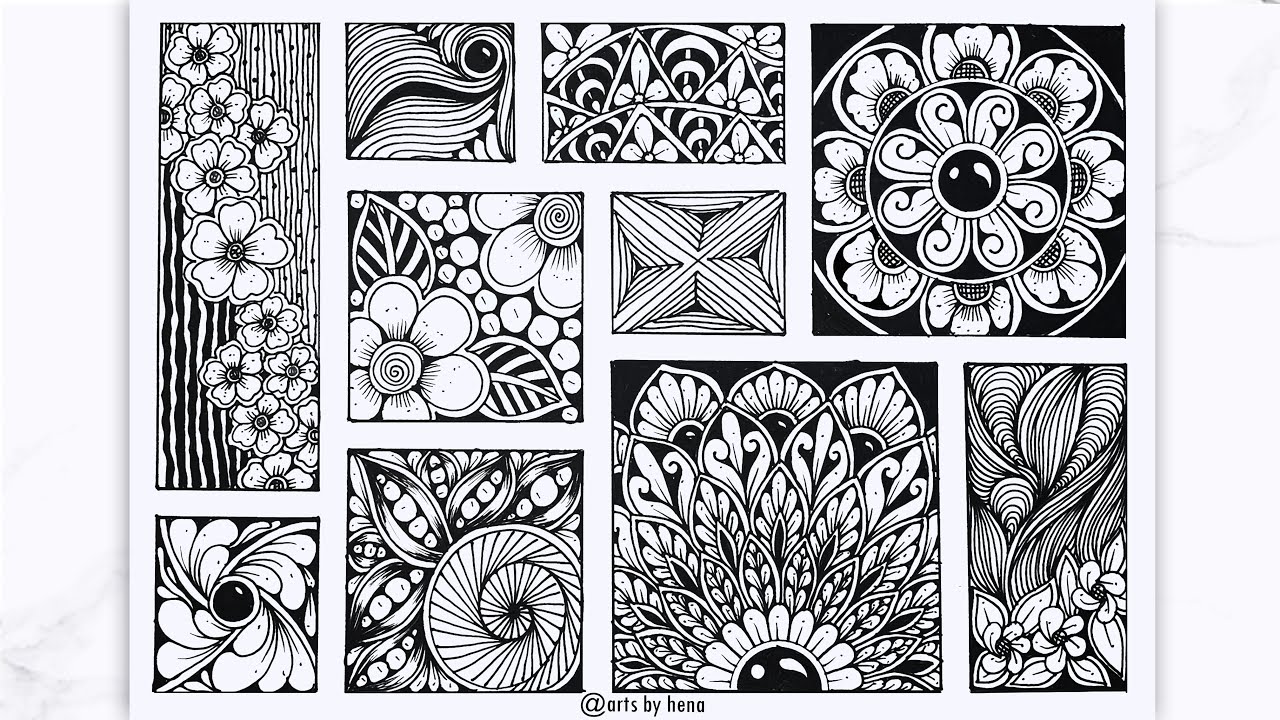 10 Zentangle Pattern For Beginners | 10 Mandala Pattern | Zentangle patterns |Doodle Pattern