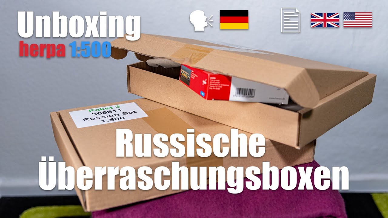 Unboxing der russischen herpa Überraschungsboxen im Maßstab 1:500 (deutsche + englische Untertitel)