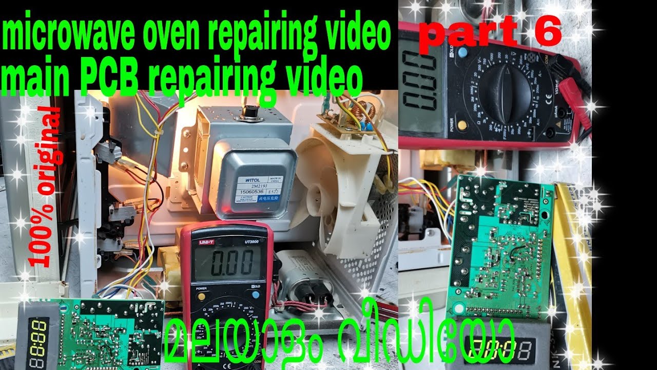 Microwave oven repairing not working fun and Magnetron, main PCB repairing video Malayalam