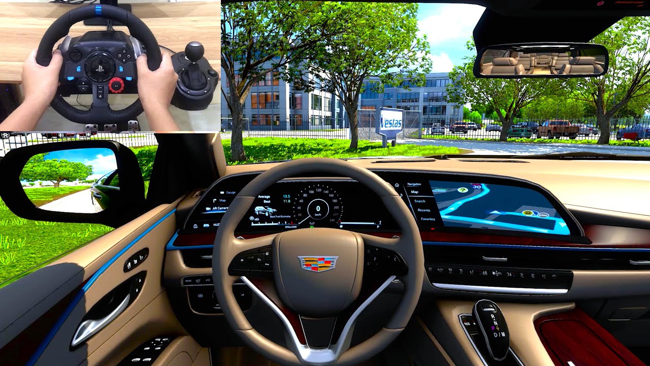 Cadillac Escalade 2021 Drive in Dallas (Texas) | American Truck Simulator [Steering Wheel Gameplay]