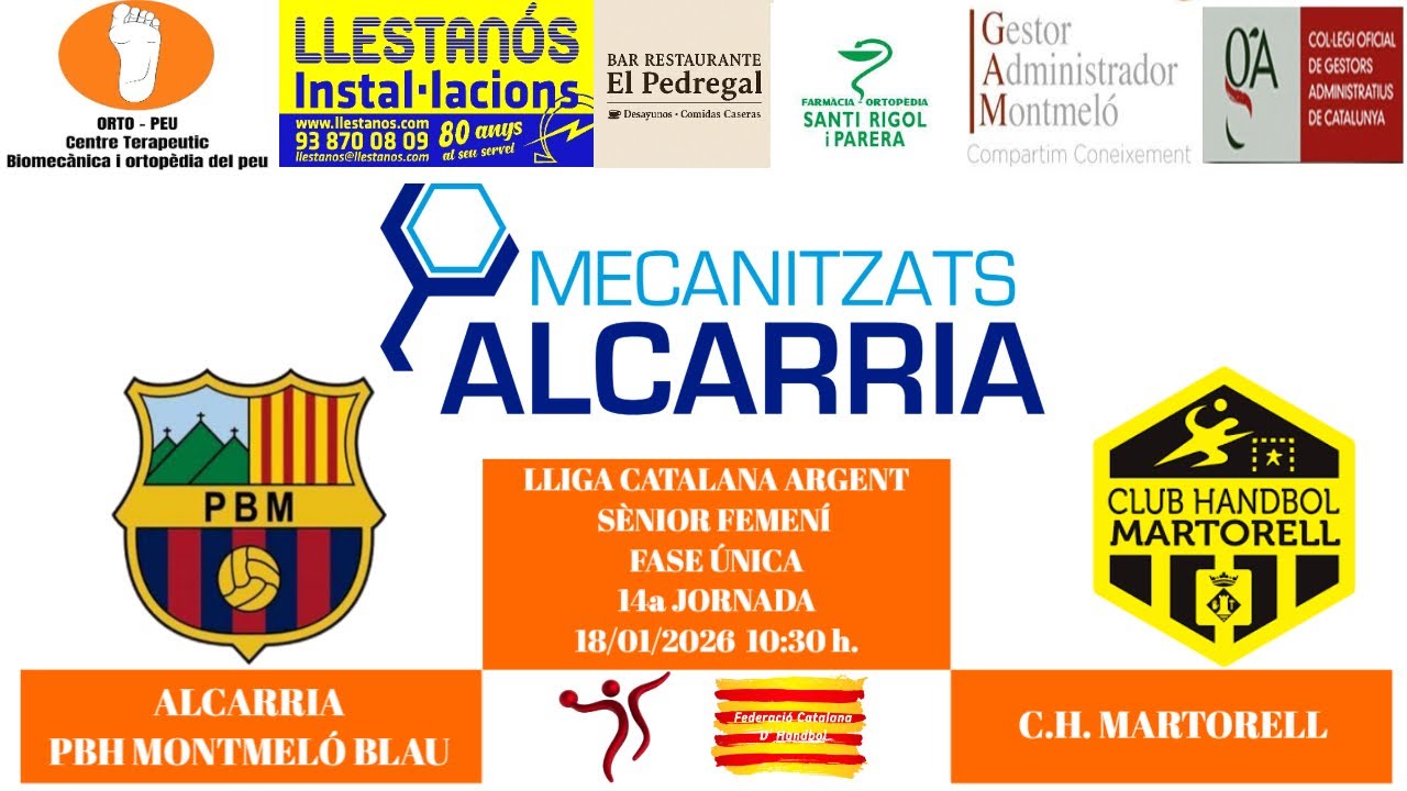 Alcarria PBH Montmeló Blau - CH Martorell, Sènior Femení, Lliga Catalana Argent, 18/01/2026