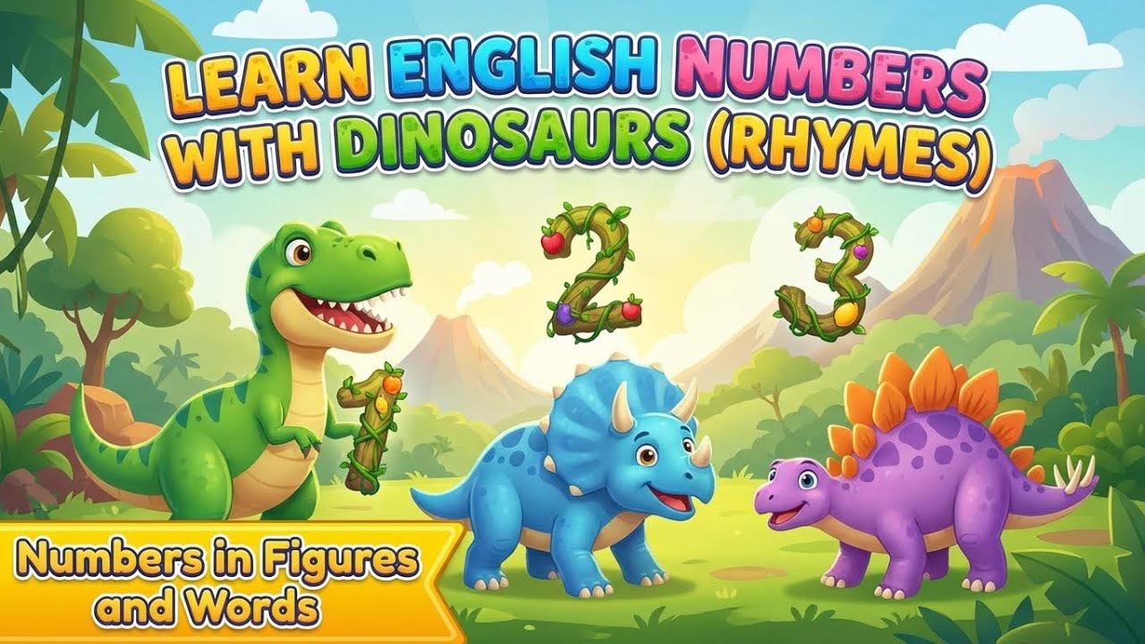 Learn Numbers (Figures + Words) With Dinosaurs | Learning Kids Rhymes