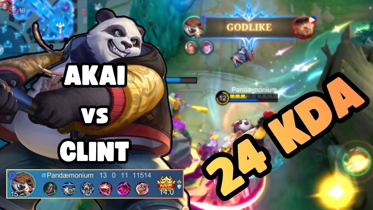 24 KDA + Legendary EXP lane Global Akai vs Clint | Mobile Legends