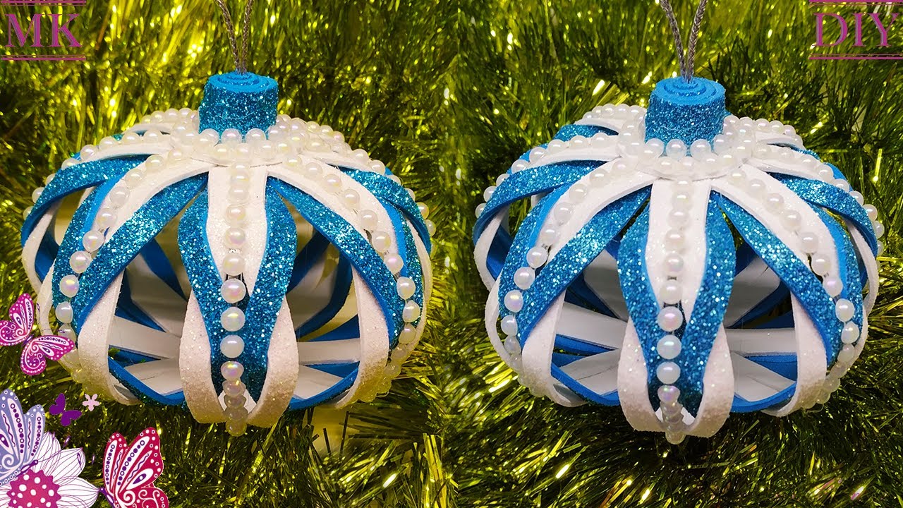 🎄 Елочная игрушка из фоамирана. Легкий ажурный шар. 🎄 Christmas tree toy. Light openwork ball.